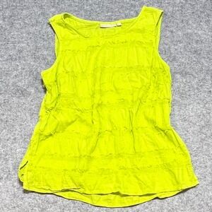 Hailey Lyn Womens Lime Green Textured Floral Embroidered Cotton Tank Top Size M
